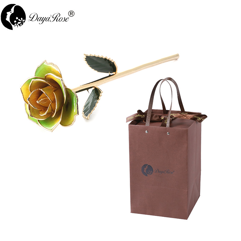 Wholesale Processing Customized Diana Yellow And Green Two-color Gold Rose （The Glass Cover）