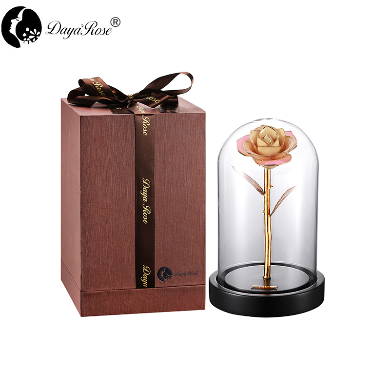 Daiya Champagne Pink Rose 24K Gold /gold Leaf+The Glass Cover