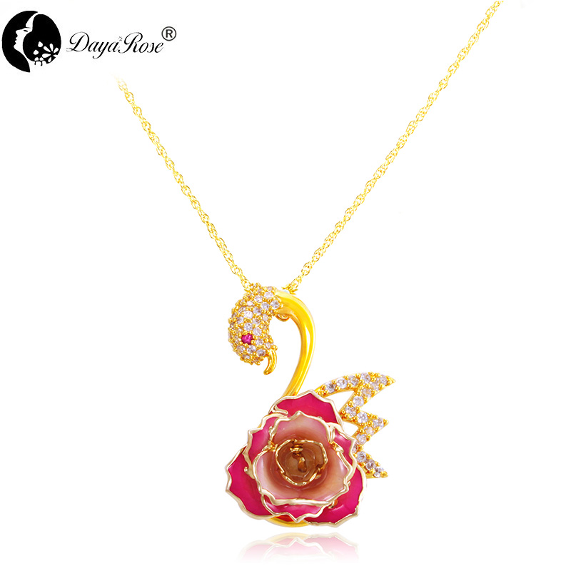 Swan rose necklace (fresh rose)