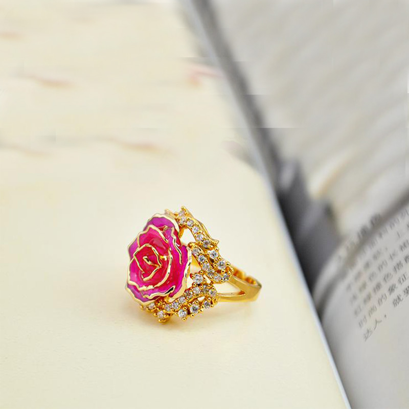 Beautiful Gold Rose Rose Red Ring (natural Flowers)