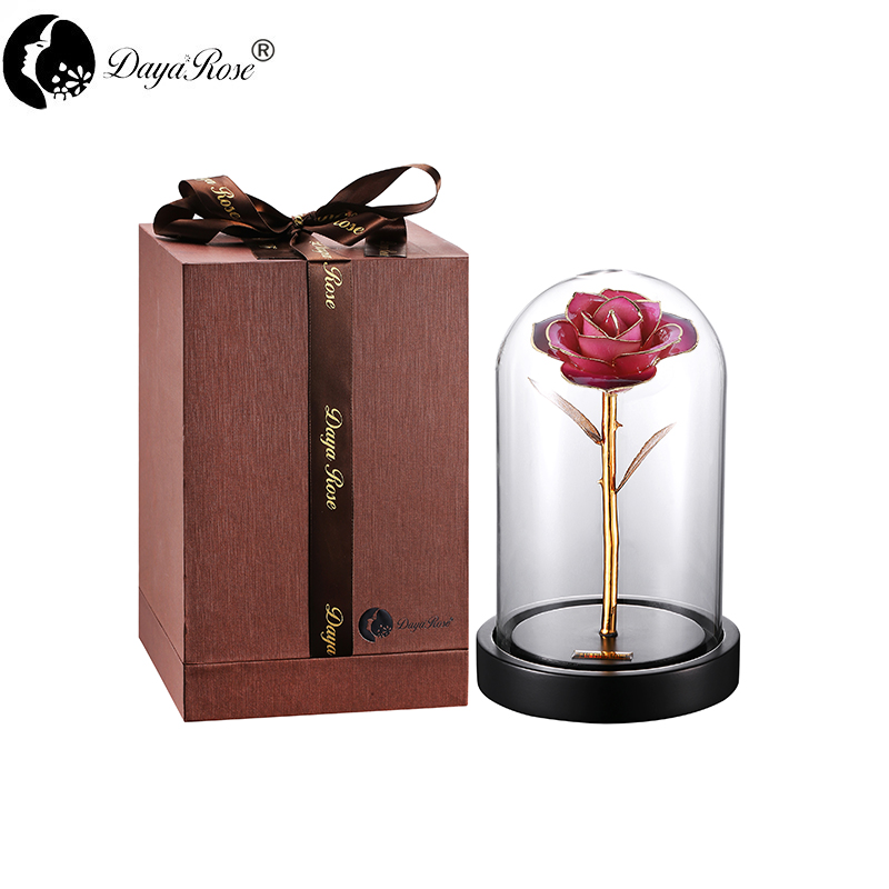 Daiya Champagne Purple Border Rose 24K Gold /gold Leaf+The Glass Cover