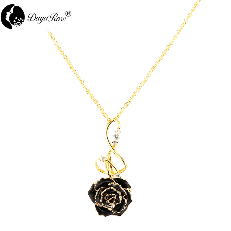 Note Black Rose Necklace (fresh Rose)