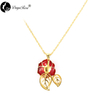 Double Leaf Red Rose Necklace (fresh Rose)