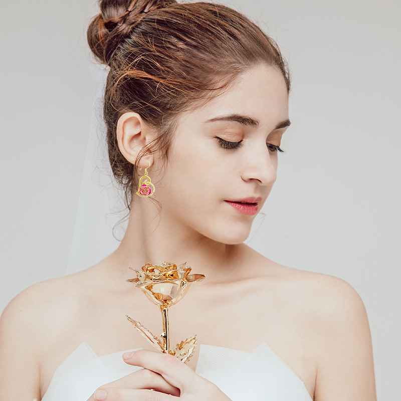 Love You Gold Rose Earrings (fresh Rose)