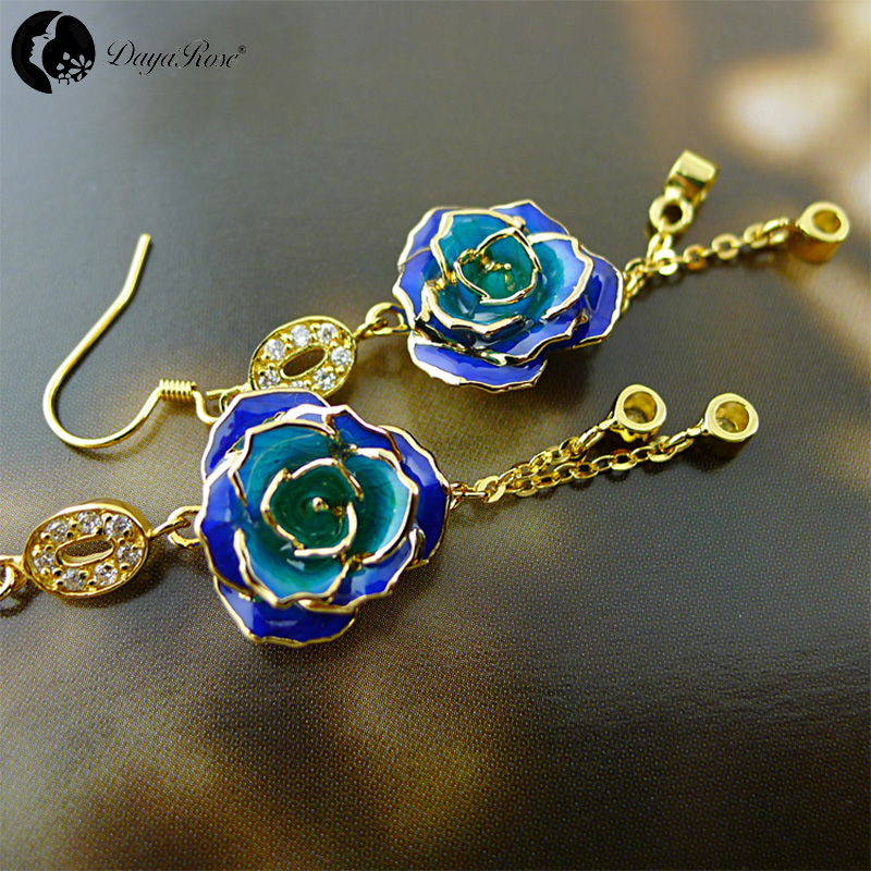 Colorful Gold Rose Earrings (fresh Rose)